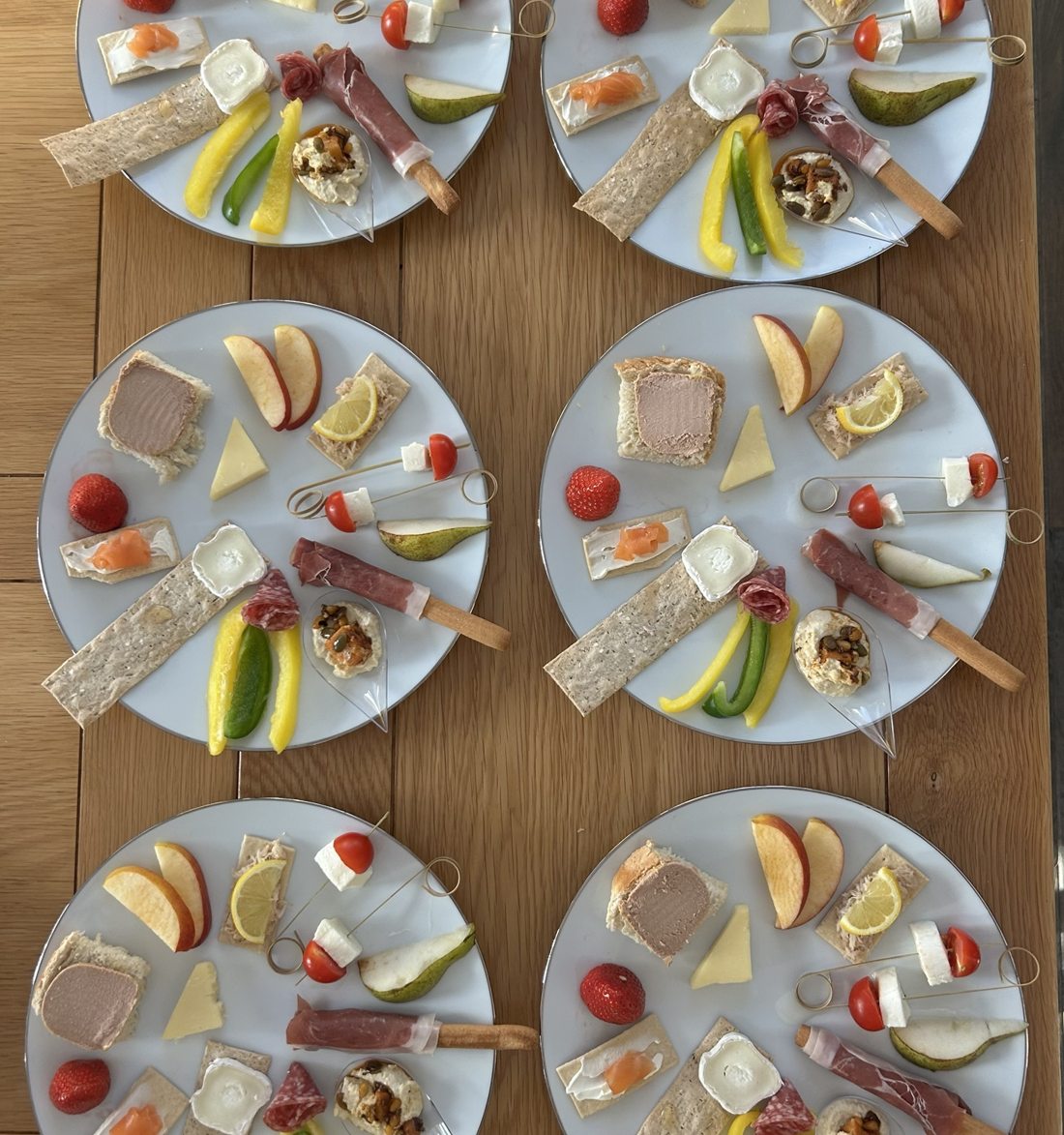 Food pairing plates prepared for guests